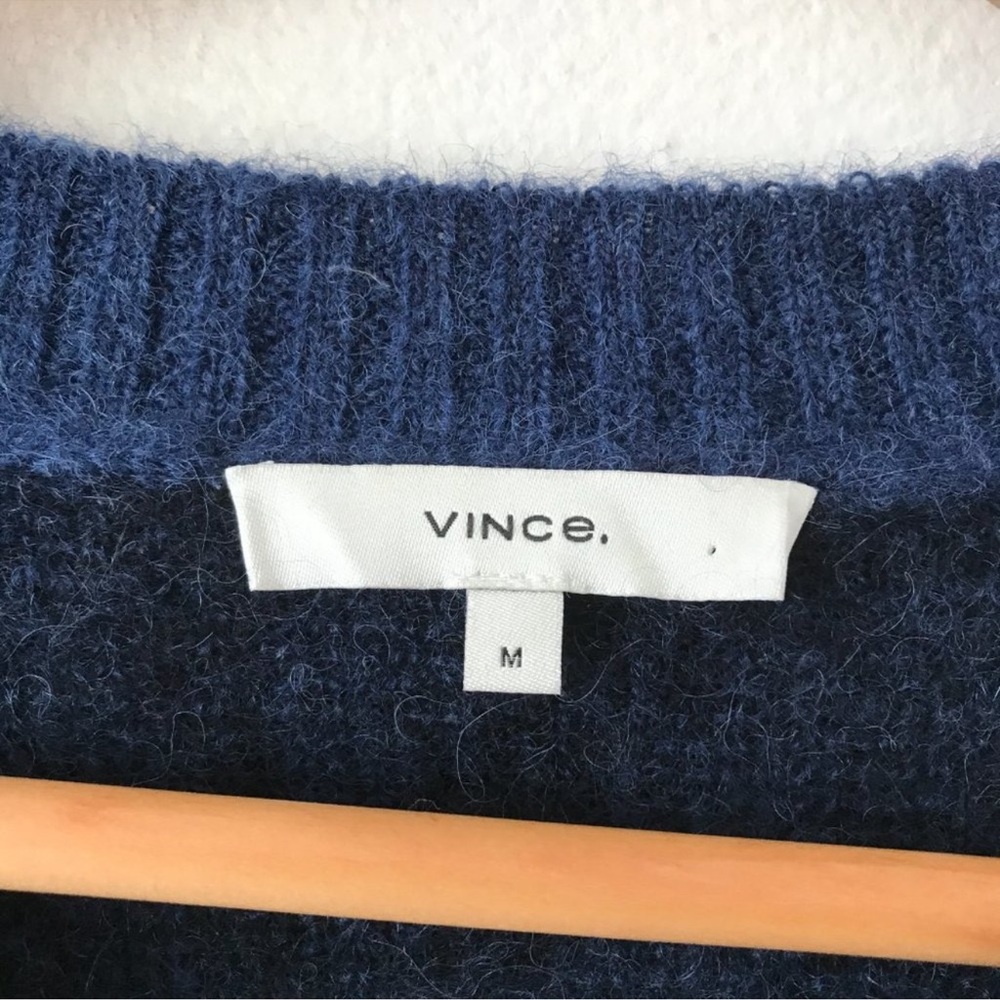 Vince Tie Dye Alpaca wool Mohair Crewneck Sweater In Navy cozy fall winter - Picture 8 of 8